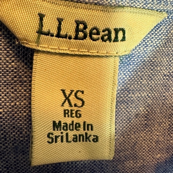 LL Bean Womens Linen Shirt Blue Chambray Blouse Top Buttons Long Sleeve Beach XS - Picture 5 of 14